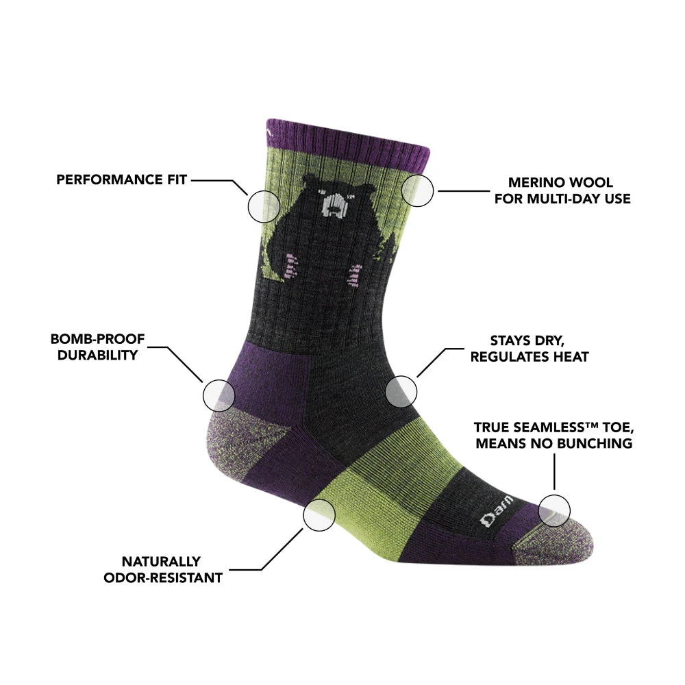 Darn Tough Womens Bear Town Micro Crew Lightweight Hiking Sock 4 Darn Tough Womens Bear Town Micro Crew Lightweight Hiking Sock - Image 4