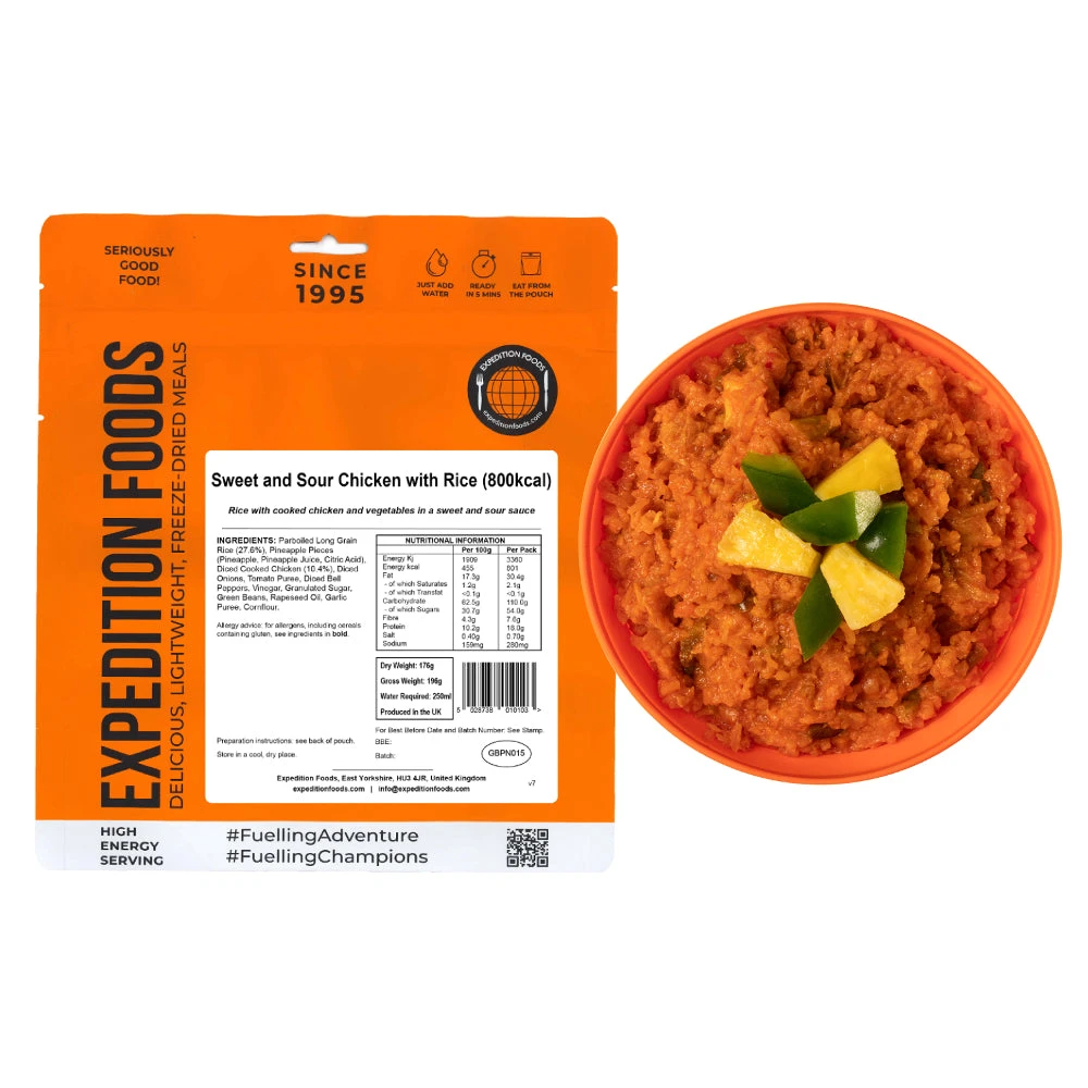 Expedition Foods Sweet And Sour Chicken With Rice (800kcal) 1 Expedition Foods Sweet And Sour Chicken With Rice (800kcal)