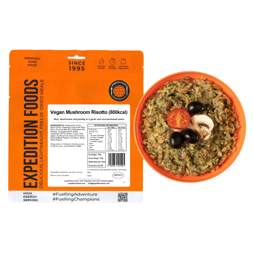 Expedition Foods Vegan Mushroom Risotto (800kcal) 1 Expedition Foods Vegan Mushroom Risotto (800kcal)
