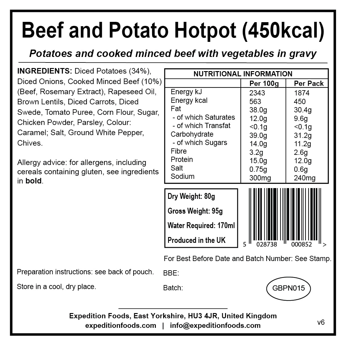 Expedition Foods Beef And Potato Hotpot (450kcal) 5 Expedition Foods Beef And Potato Hotpot (450kcal) - Image 5