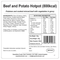 Expedition Foods Beef And Potato Hotpot (800kcal) 9 Expedition Foods Beef And Potato Hotpot (800kcal) -Petzl Shop beef and potato hotpot 800kcal v7 label