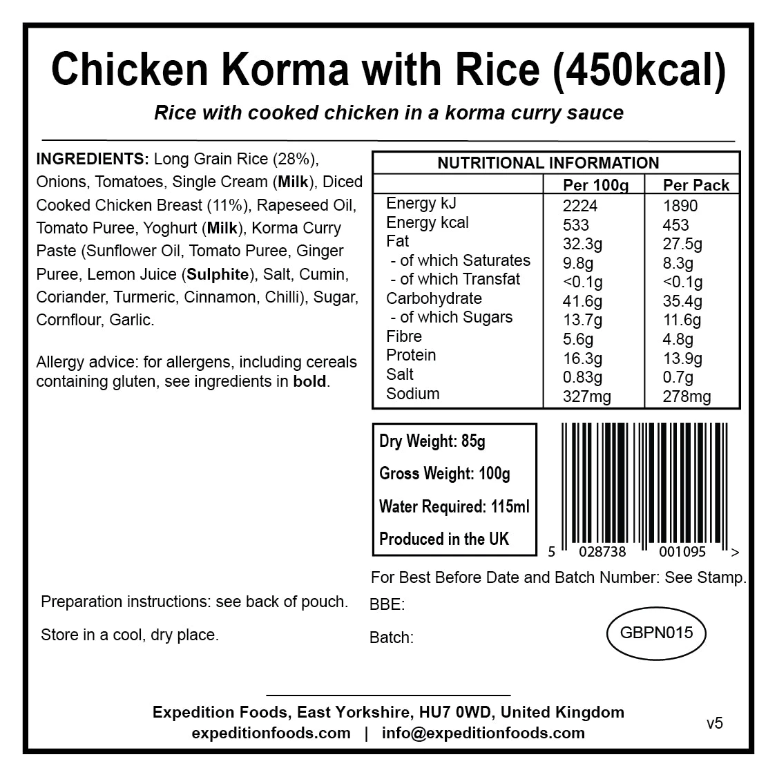 Expedition Foods Chicken Korma With Rice (450kcal) 6 Expedition Foods Chicken Korma With Rice (450kcal) - Image 6