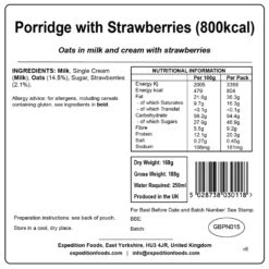 Expedition Foods Porridge With Strawberries (800kcal) 7 Expedition Foods Porridge With Strawberries (800kcal) -Petzl Shop porridge with strawberries 800kcal v8 label