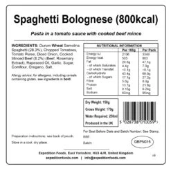 Expedition Foods Spaghetti Carbonara (800kcal) 7 Expedition Foods Spaghetti Carbonara (800kcal) -Petzl Shop spaghetti bolognese 800kcal v9 label
